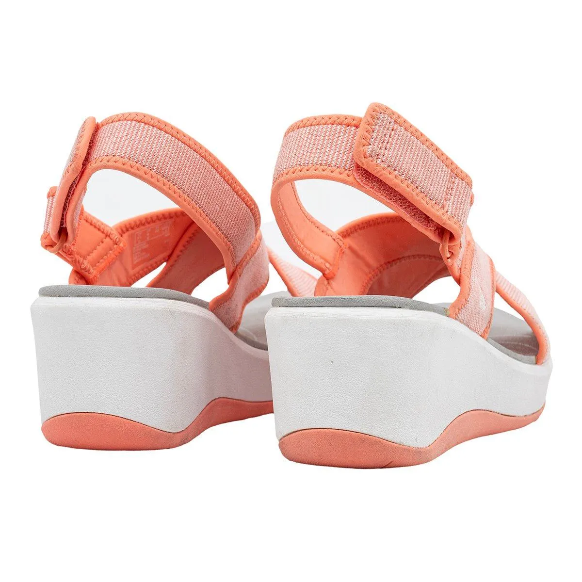 Clarks Cali Cove Wedge Sandals Fabric Orange Colour For Women