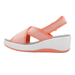 Clarks Cali Cove Wedge Sandals Fabric Orange Colour For Women