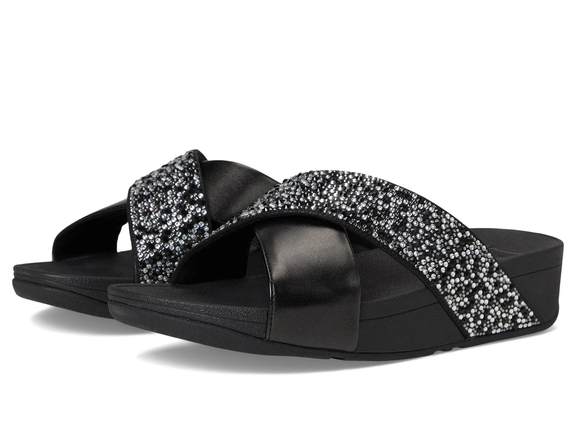 FitFlop Women's Lulu Crystal-Mix  Metallic Cross Slides