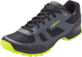 Giro Gauge Men Clipless Mountain Bike Shoes - Dark Shadow/Citrine Green, 48