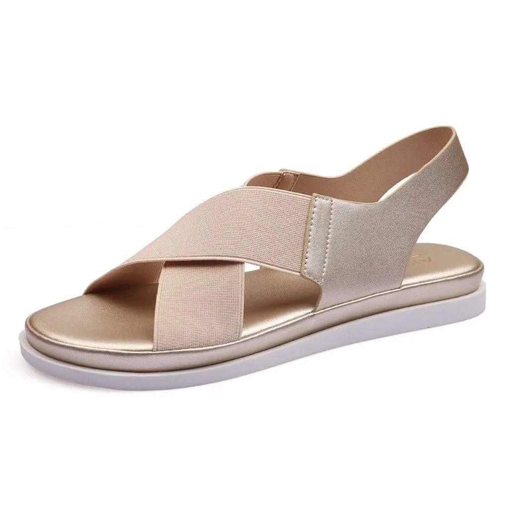 Giulia Elastic Flat Bunion Protective Wide Sandals