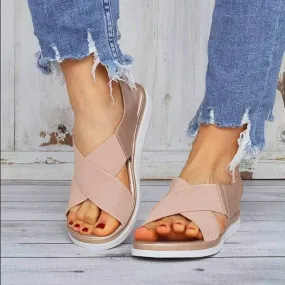 Giulia Elastic Flat Bunion Protective Wide Sandals
