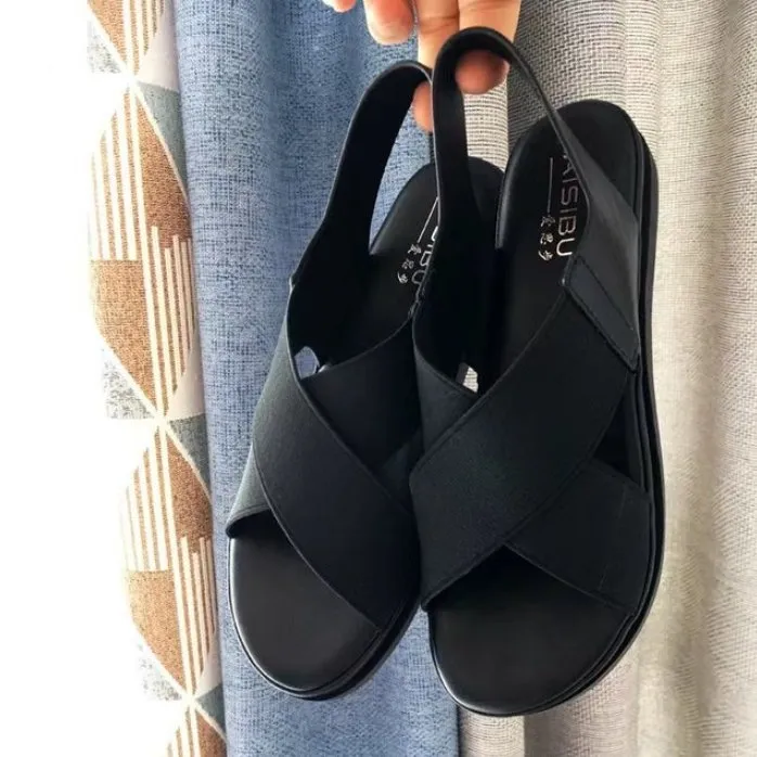 Giulia Elastic Flat Bunion Protective Wide Sandals