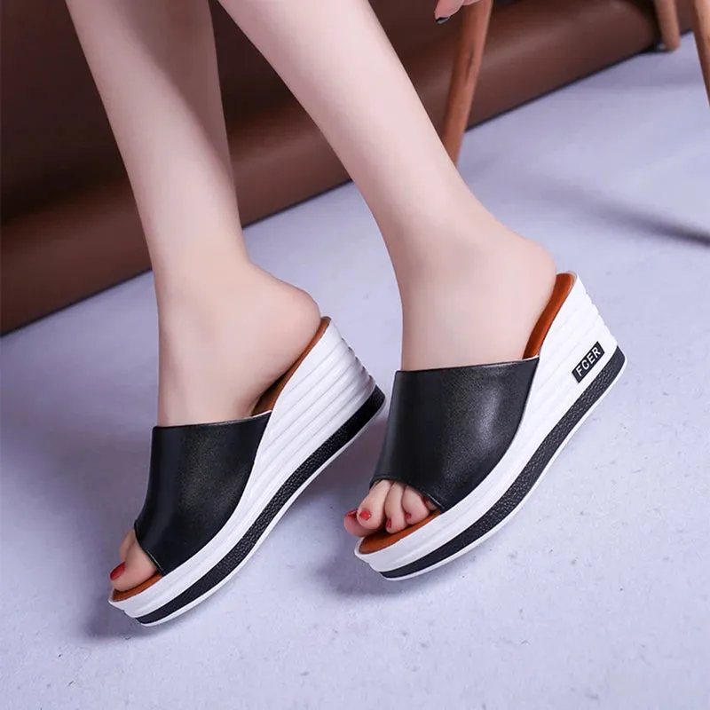 Sandals Women's Flip-flops Beach Shoes on Platform, Fashion White Zapatos Mujer 2025, Casual Summer Rubber Slippers