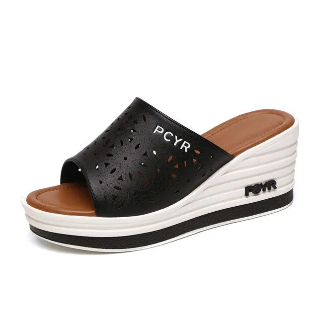 Sandals Women's Flip-flops Beach Shoes on Platform, Fashion White Zapatos Mujer 2025, Casual Summer Rubber Slippers