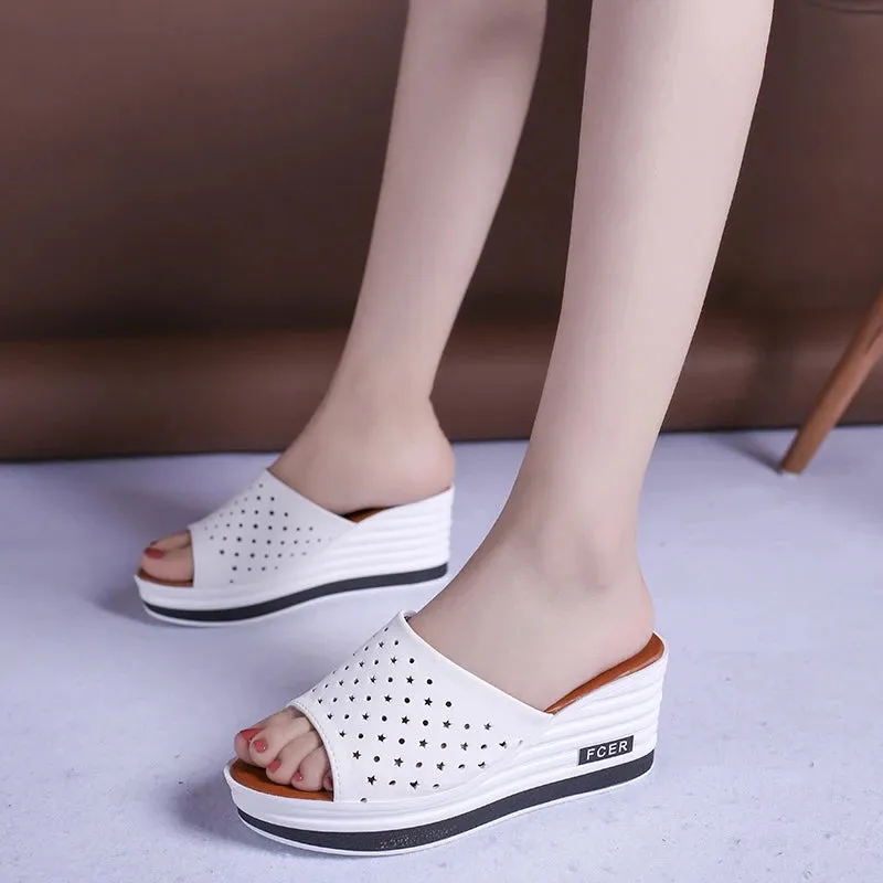 Sandals Women's Flip-flops Beach Shoes on Platform, Fashion White Zapatos Mujer 2025, Casual Summer Rubber Slippers