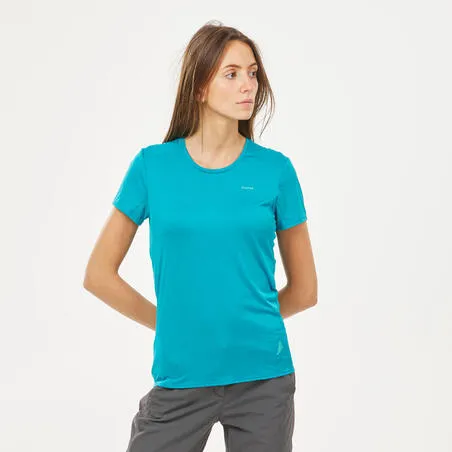 Women's short-sleeved walking t-shirt-Turquoise